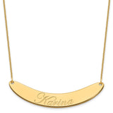 14K Large Polished Curved Edwardian Script Bar Necklace-WBC-XNA1228Y