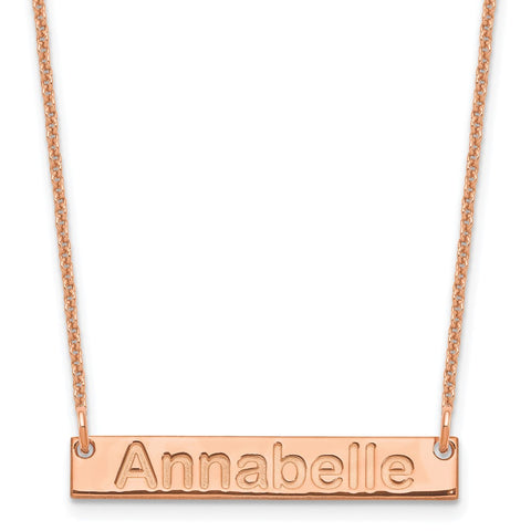 14K Rose Gold Small Polished Arial Rounded Bar Necklace-WBC-XNA1231R