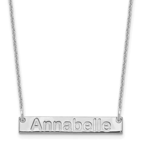 14K White Gold Small Polished Arial Rounded Bar Necklace-WBC-XNA1231W