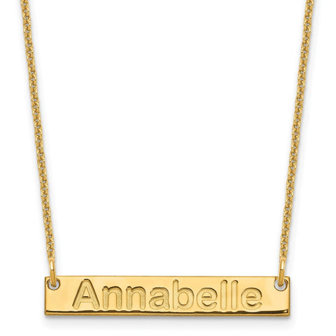 14K Small Polished Arial Rounded Bar Necklace-WBC-XNA1231Y