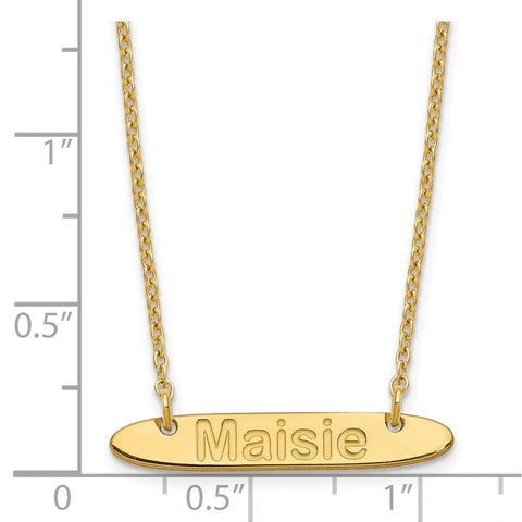 SS/Gold-plated Small Polished Oblong Arial Rounded Bar Necklace-WBC-XNA1233GP