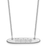 14K White Gold Small Polished Oblong Arial Rounded Bar Necklace-WBC-XNA1233W