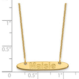 14K Small Polished Oblong Arial Rounded Bar Necklace-WBC-XNA1233Y