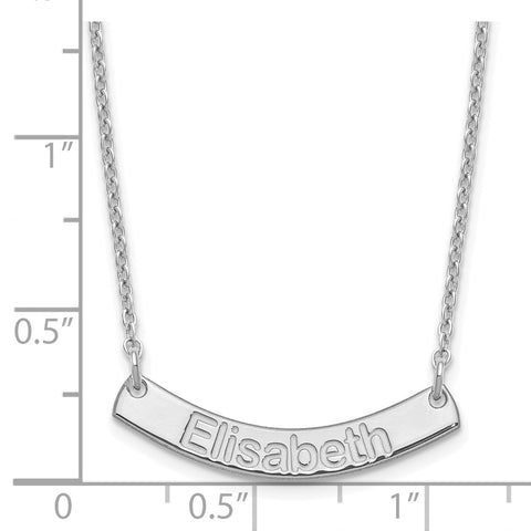 SS/Rhodium-plated Small Polished Curved Arial Rounded Bar Necklace-WBC-XNA1234SS