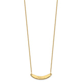 14K Small Polished Curved Edwardian Script Bar Necklace-WBC-XNA1235Y