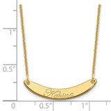 14K Small Polished Curved Edwardian Script Bar Necklace-WBC-XNA1235Y