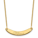 14K Small Polished Curved Edwardian Script Bar Necklace-WBC-XNA1235Y