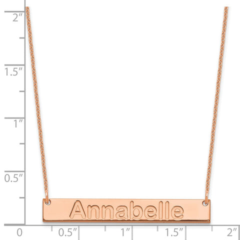 14K Rose Gold Medium Polished Arial Rounded Bar Necklace-WBC-XNA1236R