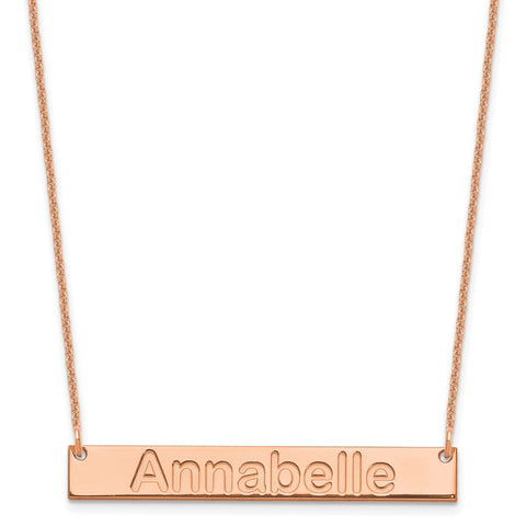 14K Rose Gold Medium Polished Arial Rounded Bar Necklace-WBC-XNA1236R