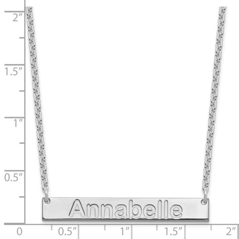 SS/Rhodium-plated Medium Polished Arial Rounded Bar Necklace-WBC-XNA1236SS