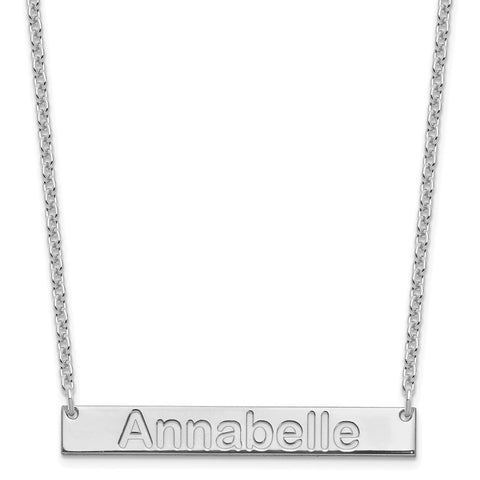 SS/Rhodium-plated Medium Polished Arial Rounded Bar Necklace-WBC-XNA1236SS