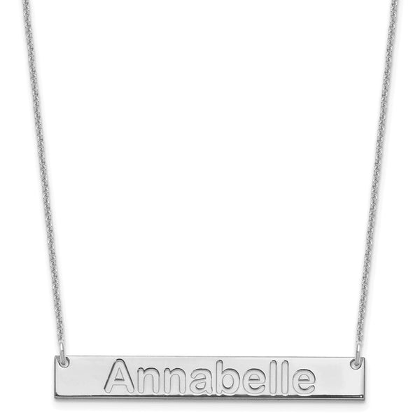 14K White Gold Medium Polished Arial Rounded Bar Necklace-WBC-XNA1236W