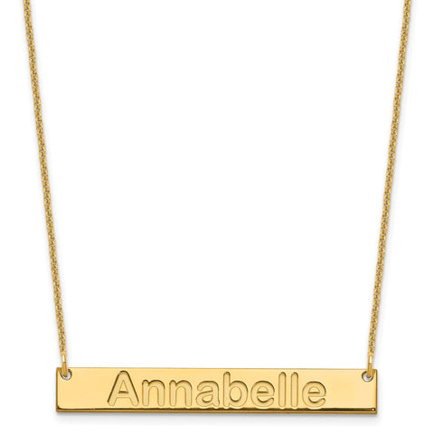 14K Medium Polished Arial Rounded Bar Necklace-WBC-XNA1236Y