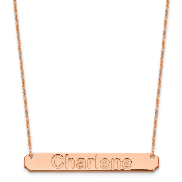 14K Rose Gold Medium Polished Arial Rounded Bar Necklace-WBC-XNA1237R