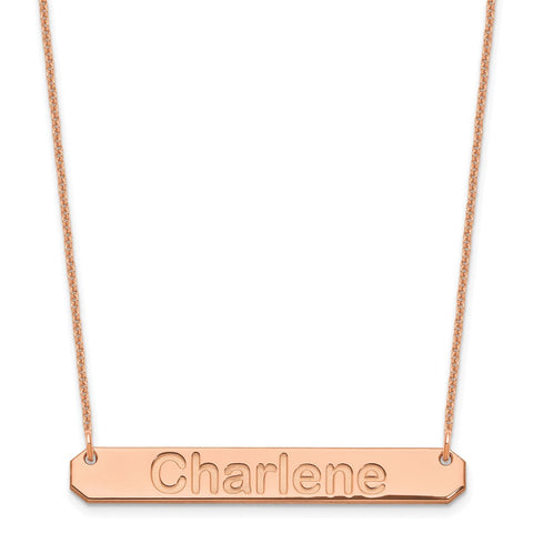 14K Rose Gold Medium Polished Arial Rounded Bar Necklace-WBC-XNA1237R