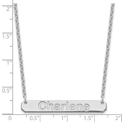 SS/Rhodium-plated Medium Polished Arial Rounded Bar Necklace-WBC-XNA1237SS