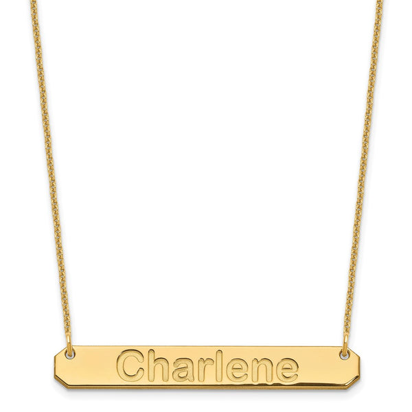 14K Medium Polished Arial Rounded Bar Necklace-WBC-XNA1237Y