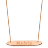 14K Rose Gold Medium Polished Oblong Arial Rounded Bar Necklace-WBC-XNA1238R