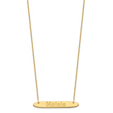 14K Medium Polished Oblong Arial Rounded Bar Necklace-WBC-XNA1238Y