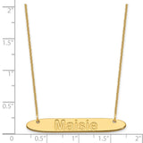 14K Medium Polished Oblong Arial Rounded Bar Necklace-WBC-XNA1238Y