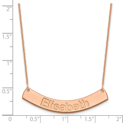 14K Rose Gold Medium Polished Curved Arial Rounded Bar Necklace-WBC-XNA1239R