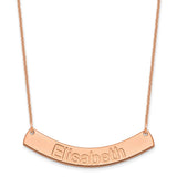 14K Rose Gold Medium Polished Curved Arial Rounded Bar Necklace-WBC-XNA1239R