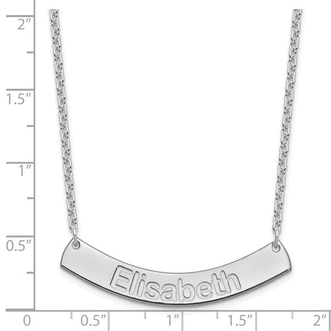 SS/Rhodium-plated Medium Polished Curved Arial Rounded Bar Necklace-WBC-XNA1239SS