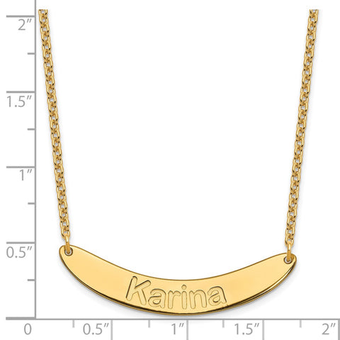 SS/Gold-plated Medium Polished Curved Arial Rounded Bar Necklace-WBC-XNA1240GP
