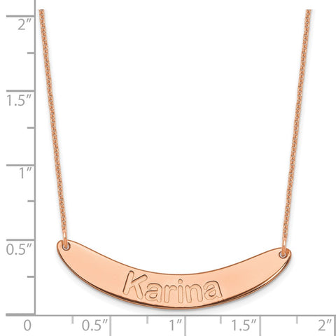 14K Rose Gold Medium Polished Curved Arial Rounded Bar Necklace-WBC-XNA1240R