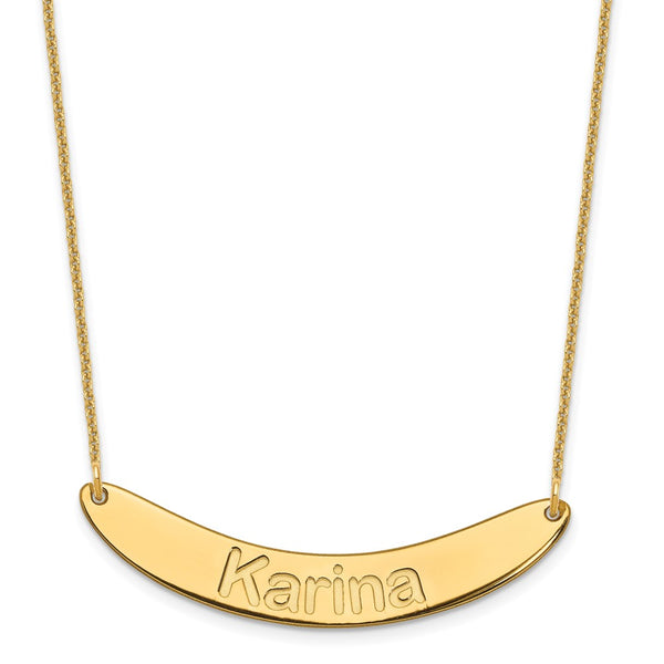14K Medium Polished Curved Arial Rounded Bar Necklace-WBC-XNA1240Y