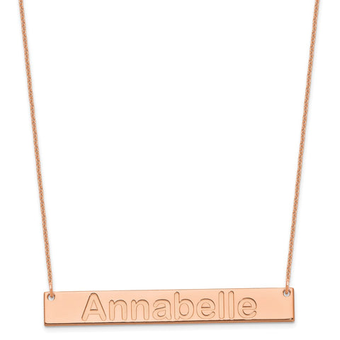 14K Rose Gold Large Polished Arial Rounded Bar Necklace-WBC-XNA1241R