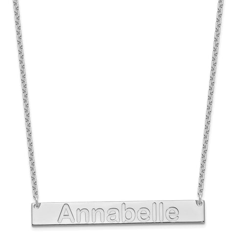 SS/Rhodium-plated Large Polished Arial Rounded Bar Necklace-WBC-XNA1241SS