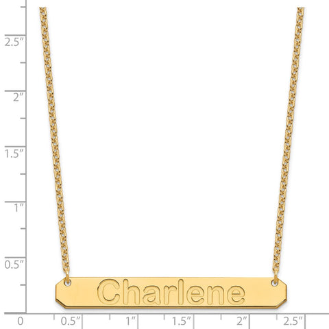 SS/Gold-plated Large Polished Arial Rounded Bar Necklace-WBC-XNA1242GP