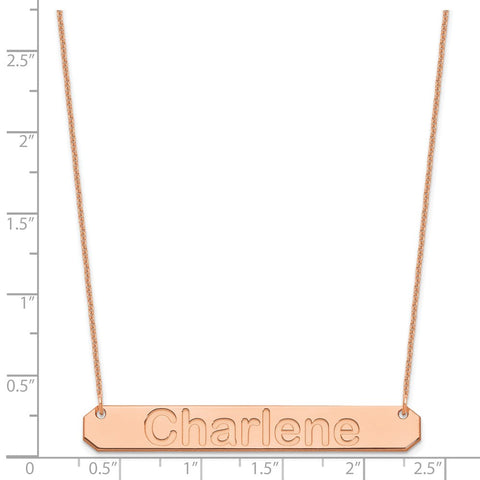 14K Rose Gold Large Polished Arial Rounded Bar Necklace-WBC-XNA1242R