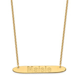 SS/Gold-plated Large Polished Oblong Arial Rounded Bar Necklace-WBC-XNA1243GP