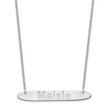 SS/Rhodium-plated Large Polished Oblong Arial Rounded Bar Necklace-WBC-XNA1243SS