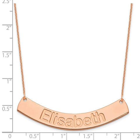 14K Rose Gold Large Polished Curved Arial Rounded Bar Necklace-WBC-XNA1244R