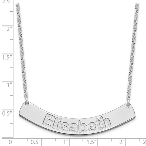 SS/Rhodium-plated Large Polished Curved Arial Rounded Bar Necklace-WBC-XNA1244SS