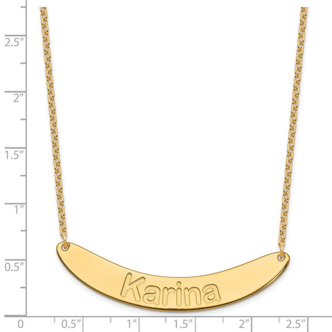 SS/Gold-plated Large Polished Curved Arial Rounded Bar Necklace-WBC-XNA1245GP