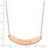 14K Rose Gold Large Polished Curved Arial Rounded Bar Necklace-WBC-XNA1245R