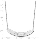 SS/Rhodium-plated Large Polished Curved Arial Rounded Bar Necklace-WBC-XNA1245SS