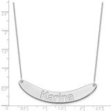 14K White Gold Large Polished Curved Arial Rounded Bar Necklace-WBC-XNA1245W