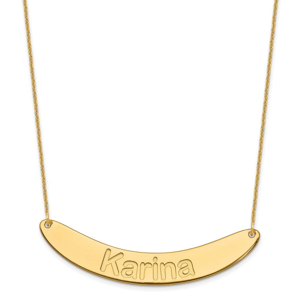 14K Large Polished Curved Arial Rounded Bar Necklace-WBC-XNA1245Y