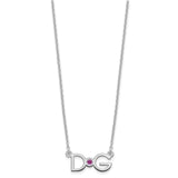 Sterling Silver/Rhodium-plated Medium 2 Initial with Birthstone Necklace-WBC-XNA1251SS