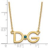 Sterling Silver/Gold-plated Large 2 Initial with Birthstone Necklace-WBC-XNA1252GP