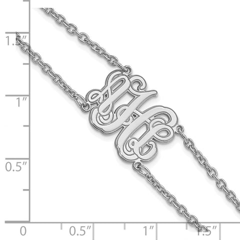 10KW Etched Outline Monogram Double Chain Bracelet-WBC-10XNA1264W