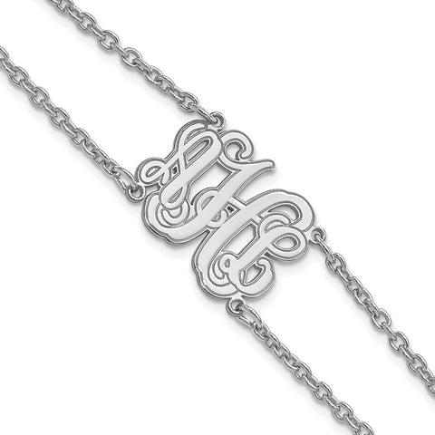 10KW Etched Outline Monogram Double Chain Bracelet-WBC-10XNA1264W