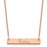 14K Rose Gold Small Polished Signature Bar Necklace-WBC-XNA1273R