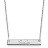 14K White Gold Small Polished Signature Bar Necklace-WBC-XNA1273W