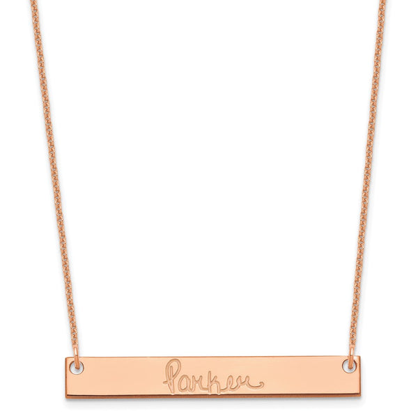 14K Rose Gold Medium Polished Signature Bar Necklace-WBC-XNA1274R